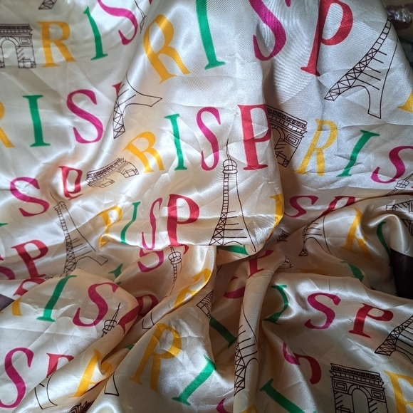 J. MICO SANCHO GRAPHIC PARIS all over monogram eiffel tower colorful scarf 35x35 - Picture 6 of 8